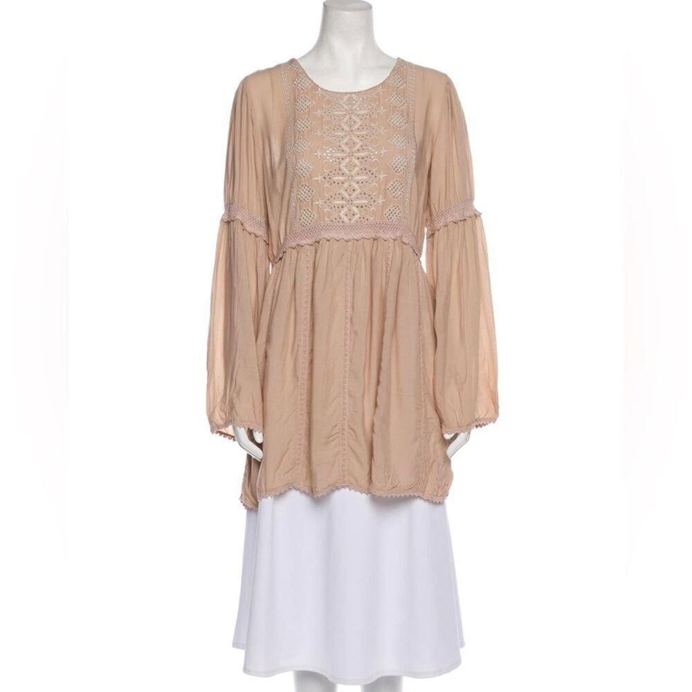 NWT MELISSA ODABASH NEUTRAL PLEATED ACCENT DRESS SIZE L